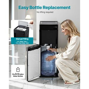 Distributeur d'eau à chargement par le bas avec machine à glaçons, production de 33 lb/24h, 9 glaçons en 7 min, capacité de stockage de 1,3 lb, sur pied - Product Image 5
