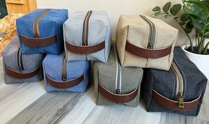 Waterproof Waxed Canvas Leather Dopp Kit Custom Logo Mens Travel Toiletry Bag Shaving Cosmetic Organizer <b>Case</b> LCTB-0072 - Product Image 2