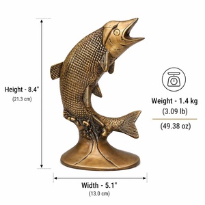 Statue de poisson en laiton poli personnalisée de la marque Shubham, 1,4 kg, décoration d'intérieur, cadeau, sculpture en provenance de l'Uttar Pradesh - Product Image 2