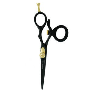 Ciseaux de coiffure professionnels noirs et dorés avec vis de réglage dorée, en acier inoxydable allemand de qualité supérieure, pour droitiers - Product Image 6