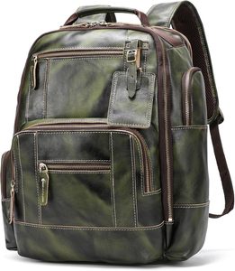 Full Grain <b>Leather</b> <b>Backpack</b> for Men 15.6 Inch <b>Laptop</b> Camping Travel Rucksack - Product Image 1