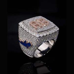 Custom <b>Iced</b> Out Moissanite Championship <b>Ring</b> 925 Sterling Silver Statement Band Hip Hop Jewelry for Gift Party - Product Image 1