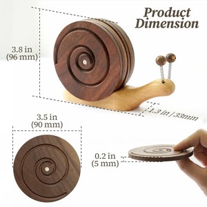 Posavasos de madera con diseño de caracol, perfecto para mesas infantiles, decoración de salas de juegos y cafeterías temáticas, tapetes protectores de mesa de la India. - Product Image 2