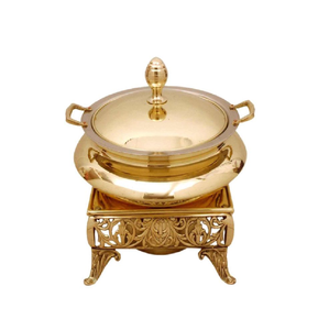 Plat à chafing dish unique en verre avec motifs de cerfs dorés et accents de feuilles d'érable ; disponible à prix de gros. - Product Image 3