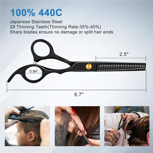 Ciseaux à effiler les cheveux en acier inoxydable, pour droitiers, légers, outil professionnel pour barbier et salon - Product Image 3