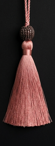 Borla de tela rosa con cuentas colgantes, decoración para el hogar, estilo bohemio, accesorio para la sala de estar - Product Image 3