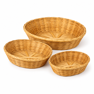 Customizable Handmade Oval Bamboo Storage Baskets Set 3 Eco-Friendly Classic Woven Multifunction Organizers for <b>Food</b> Storage - Product Image 1