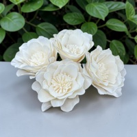 VADEE SOLA WOOD FLOWER Kerajinan Tangan Ramah Lingkungan Klasik Alba Camellia Ukuran 8.5 CM Model Batang Serat Tanaman Sesbania VDXXX-067