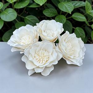 ดอกไม้ไม้โซล่า VADEE SOLA WOOD FLOWER ทำมือ งานฝีมือแบบยั่งยืน คลาสสิก ดอกคาเมลเลียอัลบา ขนาด 8.5 ซม. ก้านทำจากเส้นใยพืชเซสบานีอา - Product Image 3