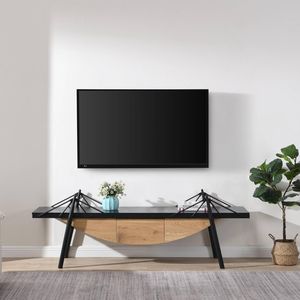 Moderno Soporte de TV de Diseño Náutico de 70.87 Pulgadas, Mesa Consola Multimedia de Madera MDF con Forma de Velero, Centro de Entretenimiento con Cajón, Estilo Único - Product Image 3