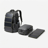 Sac à dos solaire à grande capacité avec cadre interne et fermeture éclair, panneau solaire pliable pour la randonnée, le camping et les voyages en extérieur