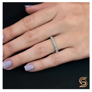 Anillo de Oro Blanco de 18K con Moissanita, Diseño en X, Anillo de Eternidad Cruzado, Corte Redondo, Anillo de Compromiso o Aniversario de Lujo para Mujer - Product Image 1