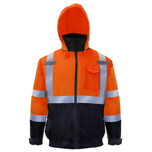 Veste de sécurité haute visibilité avec capuche, imperméable, réfléchissante, vêtements de sécurité d'hiver, haute visibilité, respirante, fermeture éclair, vêtements de travail - Product Image 1