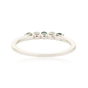 Anillo Apilable Delicado de Zafiro Azul y Diamantes de Corte Redondo, Diseño Minimalista, Alta Calidad, Oro Blanco Sólido de 14K, Joyería Sencilla - Product Image 6