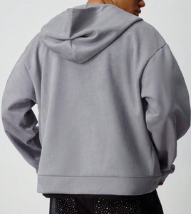 เสื้อฮู้ดซิปผู้ชายสไตล์ Y2K ผ้าฝ้ายฟลีซหนานุ่มสำหรับฤดูหนาว ทรงโอเวอร์ไซส์ ผ้าหนา พิมพ์ลายดาวสีเทา เสื้อพูลโอเวอร์แนวสตรีทแวร์ - Product Image 6