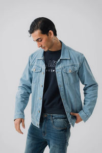 Chaqueta Vaquera de Mezclilla para Hombre de Alta Calidad, Nueva Chaqueta Larga de Lana y Algodón, Estilo Casual, Venta al Por Mayor OEM para Hombres - Product Image 3