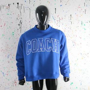 Sweat-shirt à col montant COACH BLEU, 100% BLEU, broderie appliquée, col large, URBAN PRODUCTIONS - Product Image 3