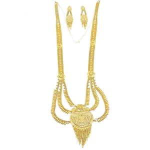 Juego de Collares Rani Haar con Diseño Floral en Oro Micro de 14K, 18K y 24K, Joyería de Latón Dorado de Moda, Juego de Joyería para Bodas Indias - Product Image 2