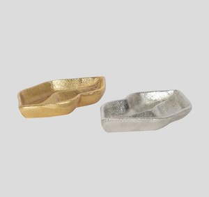Juego de Tazones para Servir de Metal Pulido con Forma de Hoja, Acabado Dorado y Plateado, Plato Decorativo para Fiestas y Decoración de Mesa - Product Image 2