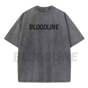 Camisetas de algodón 100% de primera calidad para hombre, estilo casual, con lavado ácido, logotipo personalizado bordado, estampado en blanco, estilo urbano de tela gruesa. - Product Image 1