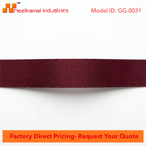 ริบบิ้นโกรเกรนสีแดงเบอร์กันดีขนาด 25 มม. ยี่ห้อ Neelkamal ผ้าโพลีเอสเตอร์สีแดงไวน์ สำหรับตกแต่งห่อของขวัญและเครื่องประดับเสื้อผ้า - Product Image 4