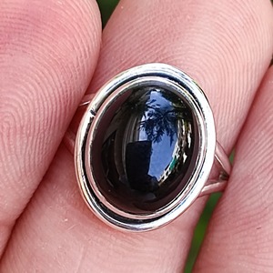 Black Onyx <b>Ring</b> 925 Sterling <b>Silver</b> Handmade Boho <b>Statement</b> Promise <b>Ring</b> for Women Natural Oval Black Onyx <b>Ring</b> July Birthstone - Product Image 6