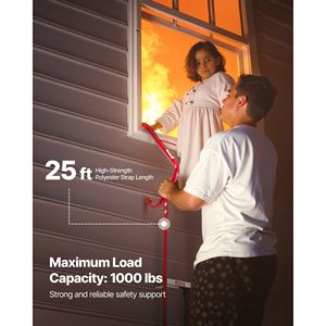 Scala di Sicurezza Retrattile in Lega di Alluminio Leggera a 3 Piani, 25 Piedi, per Fuga d'Emergenza e Antincendio, Robusta - Product Image 3