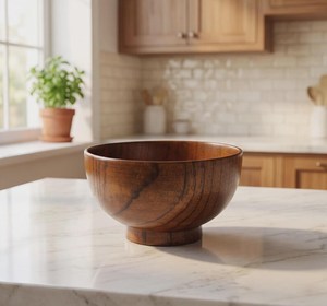 Bol élégant en bois naturel fait main, plat de service pour fêtes, centre de table décoratif, support pour fruits, salades et collations, décoration intérieure - Product Image 6