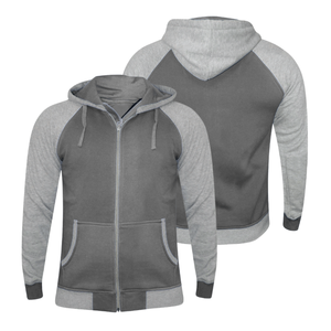 Sweat à capuche zippé gris haut de gamme personnalisé pour homme, en molleton de coton, coupe classique, manches décontractées, motif uni, séchage rapide, écologique - Product Image 3