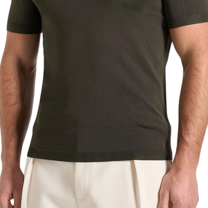 Camiseta de manga corta con cuello redondo para hombre, de punto texturizado, corte ajustado, estampado en el pecho, informal, venta al por mayor, OEM, camisetas de algodón tipo jersey - Product Image 6