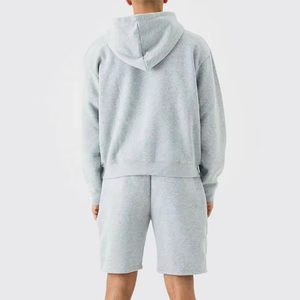 Conjunto de Sudadera con Capucha y Cremallera para Hombre, Color Gris, Informal, para Otoño, Tejido de Punto, Color Sólido, 100% Algodón - Product Image 6