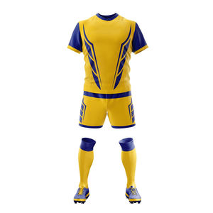 Men's Rugby Uniform Yellow Blue Geometric Print Sublimated <b>Moisture</b> Wicking Breathable Polyester Jersey Shorts <b>Socks</b> Custom Team - Product Image 4