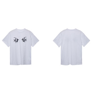 เสื้อยืดคอกลมสีพื้นผ้าทวิลโพลีเอสเตอร์ 100% สีดำขาว ปักเลื่อมลายปลา สำหรับผู้ชาย แบบสั้น ผลิตขายส่ง ปรับแต่งได้ - Product Image 2