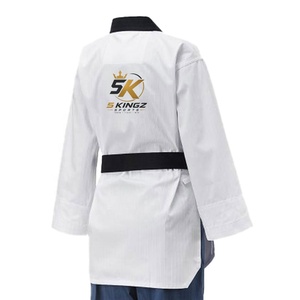 5 Sports Taekwondo Uniform White <b>Top</b> Blue Pants Black Belt Embroidery Logo Back Unisex Adult Martial Arts Wear 100% Cotton - Product Image 5