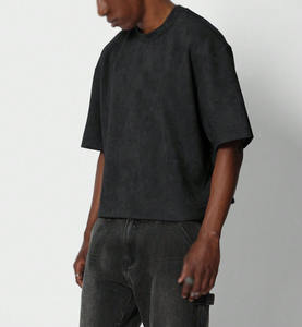 เสื้อยืดคอกลมโอเวอร์ไซส์ผ้าฝ้ายแท้ 100% สำหรับผู้ชาย น้ำหนักเบา ทรงบ็อกซ์  แบบครอป  รับสกรีนโลโก้ ขายส่ง B2B - Product Image 3