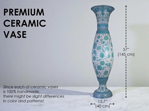 Vase de sol en porcelaine traditionnelle, motif floral bleu et blanc, 24 pouces, émaillé, exquis, durable, décoration d'intérieur - Product Image 2