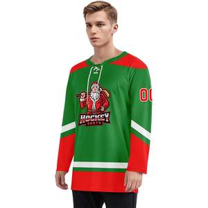 2025 maillot de Hockey de noël personnalisé père noël hockey sur glace pratique uniforme Polyester tenue d'entraînement sportif pour hommes femmes - Product Image 5