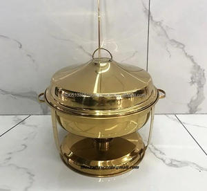 Recipiente para Calentar Comida de Acero Inoxidable con Relieve Dorado, Usado, de Lujo, para Buffet, Suministros de Catering, la Mejor Calidad para Hoteles y Restaurantes, CRAFT - Product Image 5