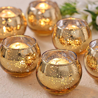Bocal à bougie en verre décoratif en forme de bol, couleur or, vide, pour décoration intérieure, utilisation sur table, table à manger, mariage, fête, événement festif