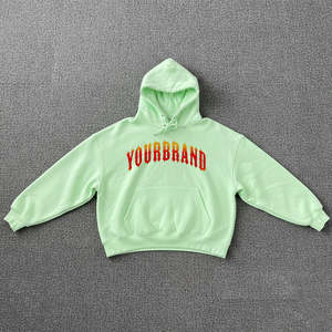 เสื้อฮู้ดดี้สีเขียวอ่อนสำหรับผู้หญิง ผ้าฝ้ายคุณภาพสูง GSM หนา ทรงหลวมไหล่ตก สไตล์แบ็กกี้ - Product Image 1