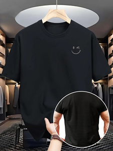 Camiseta de Manga Corta para Hombre, Verano, 100% Algodón Puro, Formal, Cuello Redondo, Corte Regular, Bordado en Serigrafía - Product Image 2