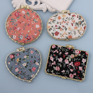 Miroir de poche floral de haute qualité, mini miroir de maquillage compact portable, miroir de maquillage pliable à deux faces, accessoire cosmétique vintage - Product Image 4