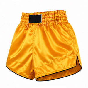 Pantalones Cortos Deportivos de Boxeo para Hombre, Personalizados, Dorados, Satinados, de Cintura Alta, Cierre Elástico, Transpirables, de Color Sólido, de Poliéster - Product Image 3