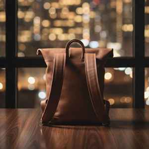 Sac à dos en cuir pleine fleur à fermeture enroulable, sac à dos de voyage d'affaires en gros, sacoche pour ordinateur portable pour homme, en cuir de vachette imperméable LTBP-0052 - Product Image 4