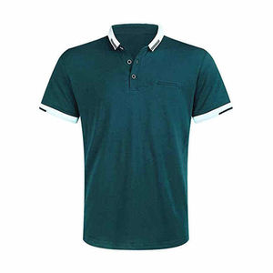 Polo de Algodón para Hombre, Manga Corta, Corte Regular, Tejido de Punto, Ribete en Contraste, Estilo Casual, Color Sólido - Product Image 6