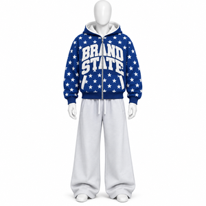 Hot Selling Fashionable Regular Fit Men Winter <b>Hooded</b> Casual Solid Printed Tracksuit 100% Cotton Breathable Quick Dry Tracksuit - Product Image 1