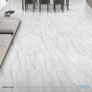 Carrelage en porcelaine 600x600 mm pour sol intérieur, motif marbre gris, antidérapant, émaillé, design simple et moderne - Product Image 5