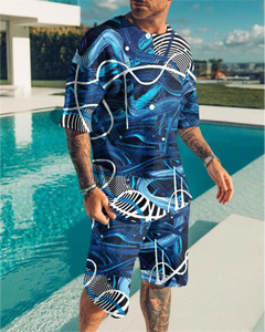 Nouveaux ensembles décontractés d'été pour hommes, tenues de couple, style vintage, t-shirts hip-hop + shorts, ensemble de survêtement pour homme, imprimé 3D - Product Image 4