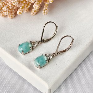 Sterling <b>Silver</b> Oval Larimar Earrings Natural Gemstone Earrings Women Jewelry Larimar Gift For Her Elegant Jewelry - Product Image 6