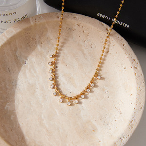 Collar de Gargantilla con Circonitas Chapado en Oro de 18K, Joyería Personalizada al por Mayor con MOQ Bajo, Collar Delicado con Colgante - Product Image 4